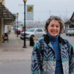 Melanie Bimson is shown on the square in Washington, Iowa. CREDIT ANNIE SMITH BARKALOW