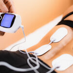 Lower Back Physical Therapy with TENS Electrode Pads, Transcutaneous Electrical Nerve Stimulation. fibromyalgia