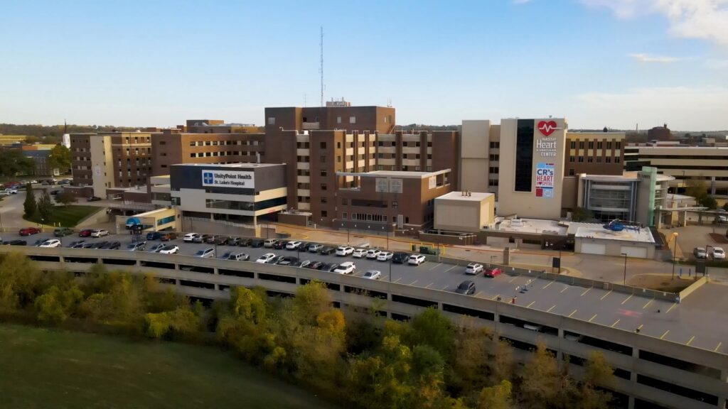 An aerial photo of UnityPoint Health – St. Luke's Hospital.