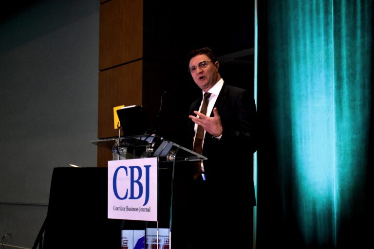 Transamerica chief investment officer Andrew Yorks delivers the keynote address at the CBJ’s Mid-Year Economic Review June 11 in Cedar Rapids. CREDIT ALEXANDRA OLSEN
