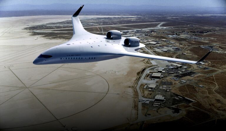 A rendering of JetZero’s Z4 airframe, featuring a revolutionary blended-wing design. CREDIT PR NEWSWIRE